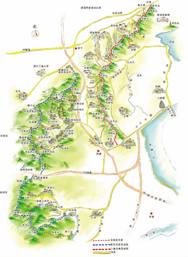 杭州登山線路圖_杭州西湖登山線路大全