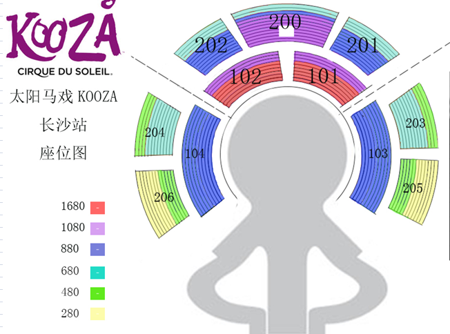 【長沙站】2018加拿大太陽馬戲KOOZA秀世界巡演門票價(jià)格座位圖