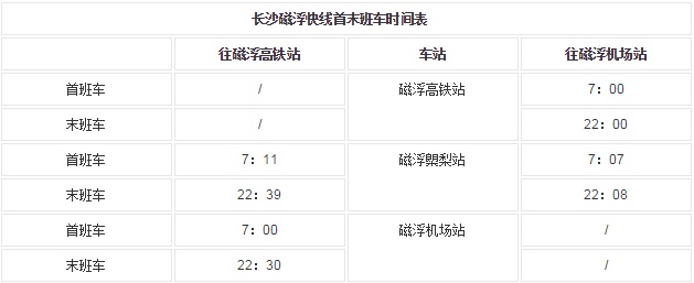 2023長沙南磁懸浮營運時間,長沙高鐵南站到黃花機(jī)場磁懸浮列車運營時間和票價（含行車間隔、首末班車時間）